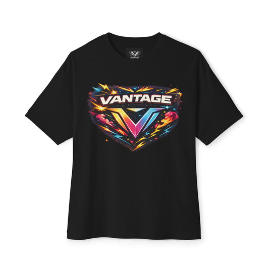 Vantage Flame Logo Tee — Retro Neon Graphic T-Shirt
