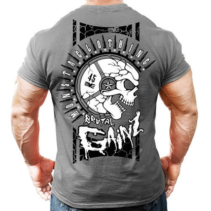 Printed Running T Shirt Men Cotton Sport Gym Shirt Men Fitness Top Workout Clothing Sportswear Jogging Training Sports Tshirt-13