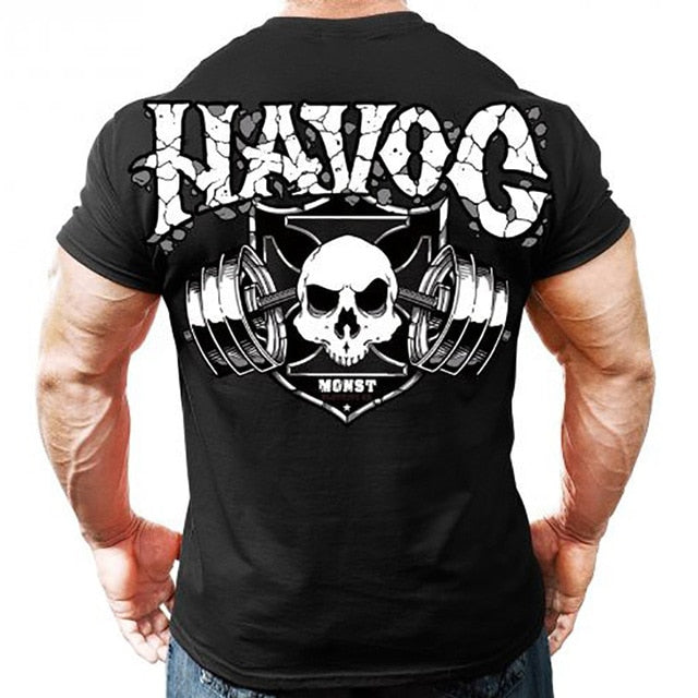 Printed Running T Shirt Men Cotton Sport Gym Shirt Men Fitness Top Workout Clothing Sportswear Jogging Training Sports Tshirt-16