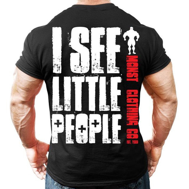 Printed Running T Shirt Men Cotton Sport Gym Shirt Men Fitness Top Workout Clothing Sportswear Jogging Training Sports Tshirt-8