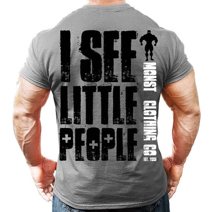 Printed Running T Shirt Men Cotton Sport Gym Shirt Men Fitness Top Workout Clothing Sportswear Jogging Training Sports Tshirt-5