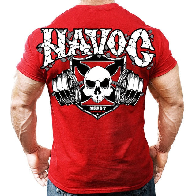 Printed Running T Shirt Men Cotton Sport Gym Shirt Men Fitness Top Workout Clothing Sportswear Jogging Training Sports Tshirt-12