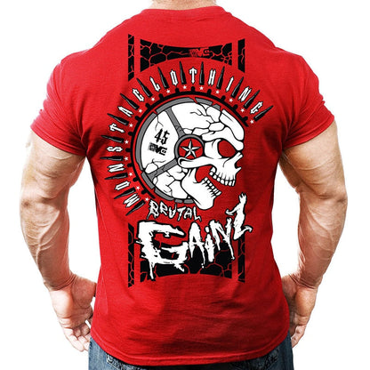 Printed Running T Shirt Men Cotton Sport Gym Shirt Men Fitness Top Workout Clothing Sportswear Jogging Training Sports Tshirt-4